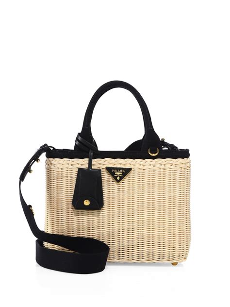 prada midollino wicker bag|Wicker and leather mini bag .